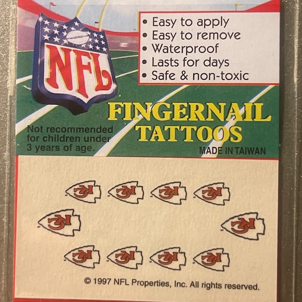 Millésime 1997 NFL tatouages sur les ongles Chiefs de Kansas City, c'est la saison du football !!!