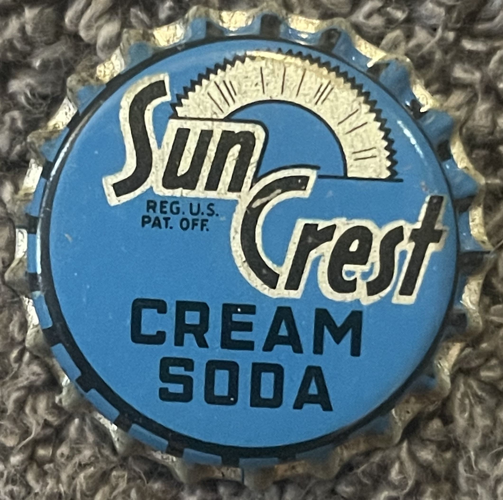 Antique Vintage 1950s Sun Crest Cream Soda Cork Bottle Cap, Atlanta, GA