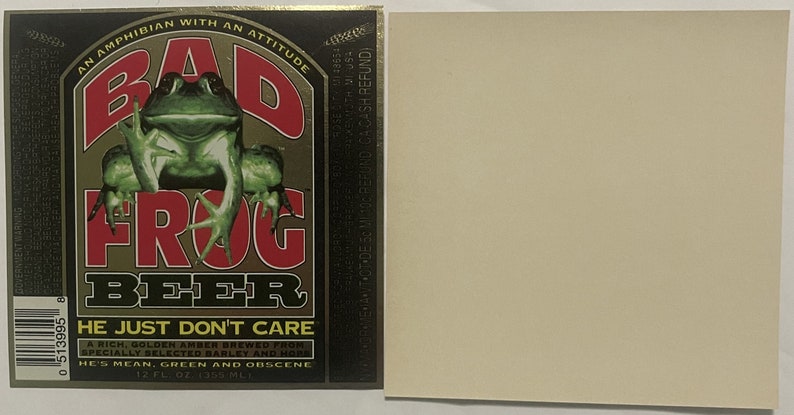 Vintage Bad Frog Beer Label NOS - Banned Frankenmuth Michigan ...