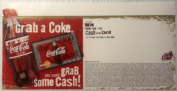 Vintage 1998 Coca Cola Store Display Grab a Coke Grab Some Cash