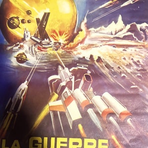 Raro vintage 1977 La guerra en el espacio, ¡Cartel de la película La Guerre De L'Espace Bélgica!