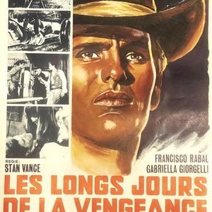 Raro vintage 1967 Les Longs Jours De La Vengeance Bélgica Cartel de la película, occidental!