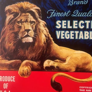 Antique Vintage 1930s Lion Crate Label, Watsonville, CA, King of the Jungle!