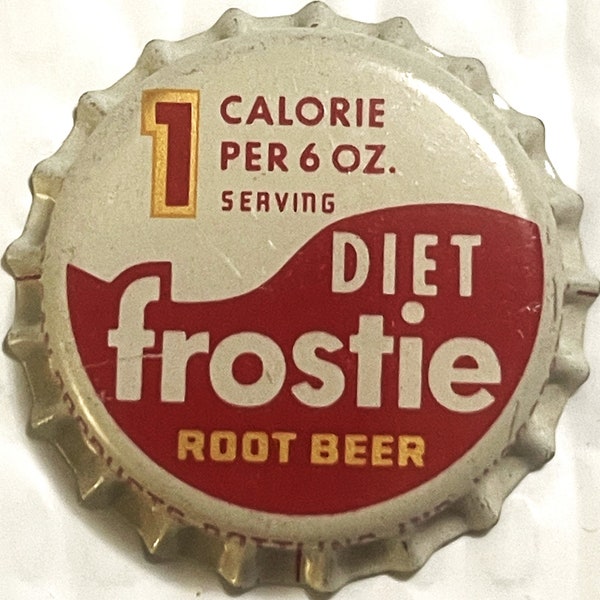 Antique Vintage 1960s Diet Frostie Root Beer Cork Bottle Cap, Worcester, MA