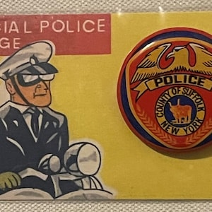 Very Rare Vintage 1960s Tin Litho Special Police Badge County of Suffolk, NY