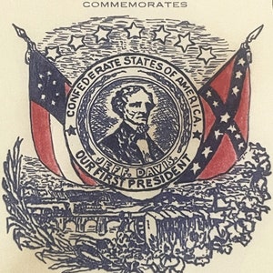 Vintage 1961 Civil War Centennial Series Jefferson Davis Stamped Envelope, Flag