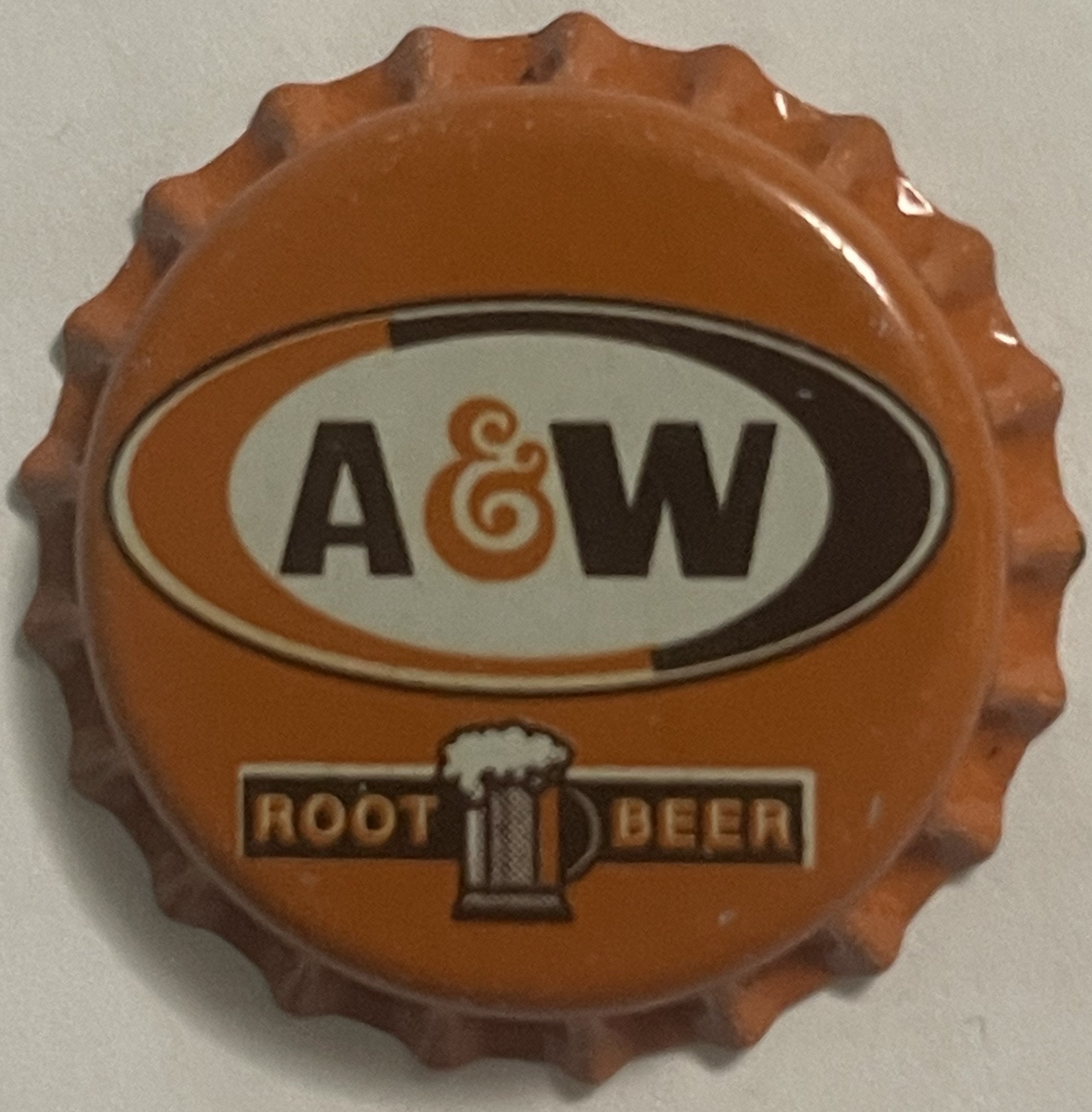 Vintage 1980s A&W Root Beer Bottle Cap, Iconic Frothy Mug