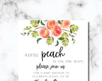 Peach Baby Shower Invitation | Editable Digital Download | Printable Baby Shower Invite | Blush Peach Theme | Girl Baby Shower Template