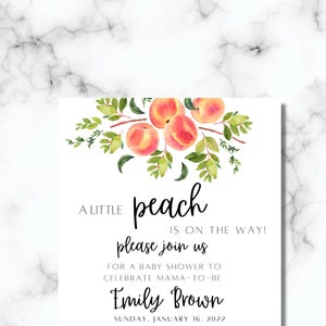 Peach Baby Shower Invitation | Editable Digital Download | Printable Baby Shower Invite | Blush Peach Theme | Girl Baby Shower Template