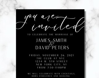 Customizable Black and White Wedding Invitation Template