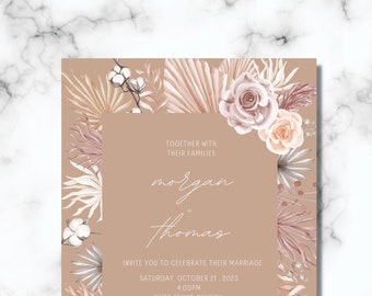Boho Tan Customizable Wedding Invitation