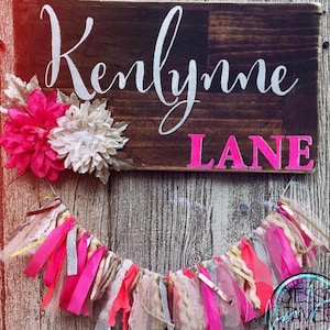 Custom Painted Baby Name Sign, Baby Girl Nursery Decor, Gallery Wall Sign, Hand Painted Floral Sign, Large Wood Name Sign, hand Lettered