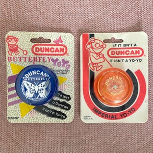 2 Vintage DUNCAN YOYO 1980's RARE Jojo Yo-Yo on original card