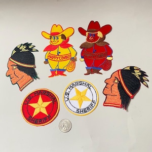 Toppe ricamate vintage RETRO Cowboy Indiano Sceriffo anni '70