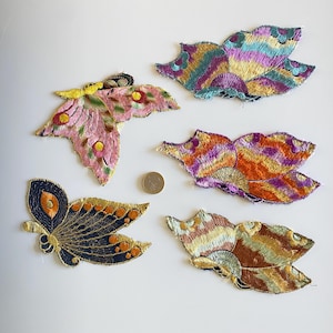 Toppe ricamate in seta vintage anni '30 con GRANDI FARFALLE