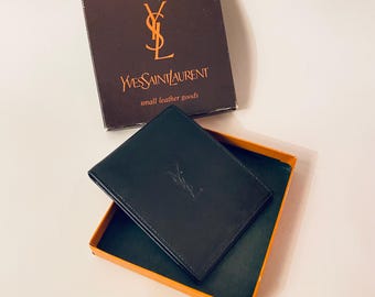 Vintage Design Yves Saint Laurent Black Leather Wallet