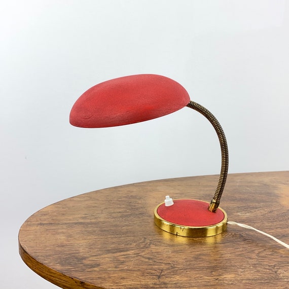 Vintage 1950's French Red / Brass Table Lamp -  Canada