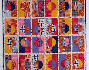 Handgemaakte moderne kleurrijke quilt - 55 x 73 inch - levendig en uniek