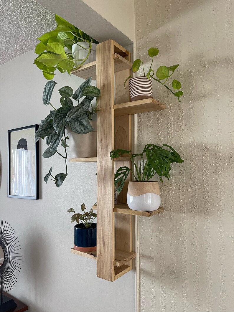 5Tier Offset Floating Wood Shelf Etsy