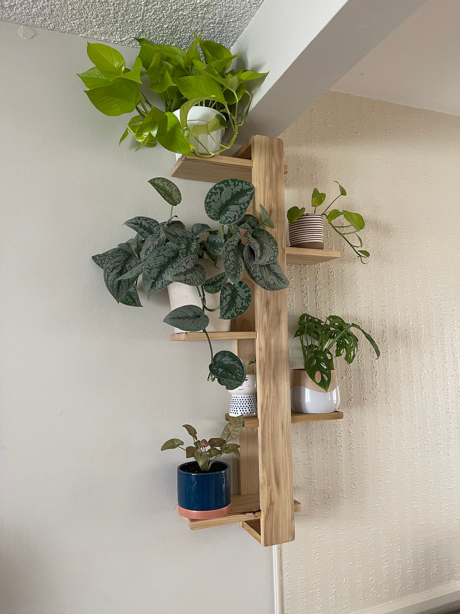 5Tier Offset Floating Wood Shelf Etsy