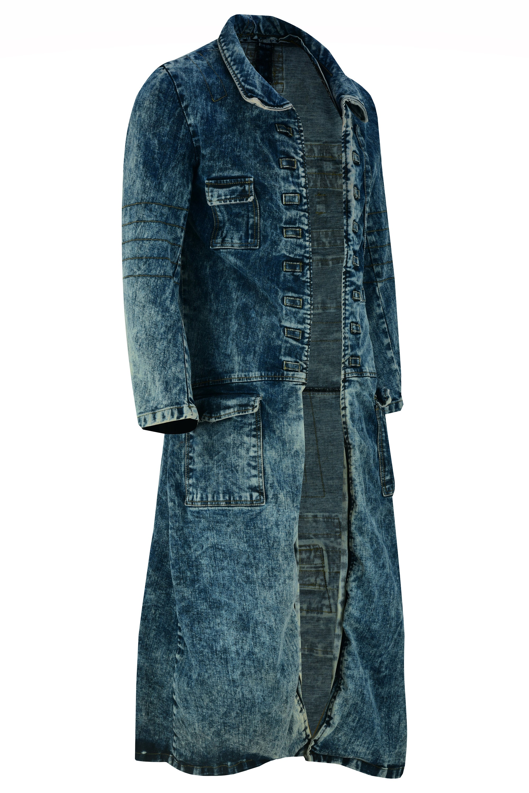 Honor The Gift Embroidered Denim Trench Coat in Gray for Men | Lyst