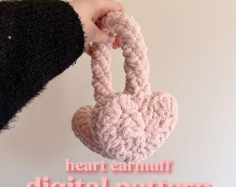 Herz Ohrenschützer Häkelanleitung: Flauschiges Garn DIY (PDF-Häkelanleitung)