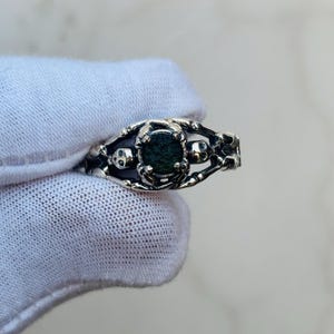 Moldavite Ring, Natural Moldavite Ring, Sterling Silver, Raw Moldavite Statement Ring, Genuine Rough Moldavite, Boho Twig Band, Gift For Her