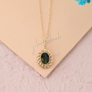 Raw Moldavite Pendant: Sterling Silver Boho Necklace