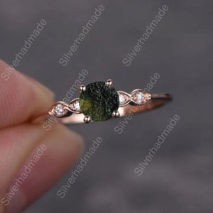 Natural Moldavite Ring,Raw Moldavite Ring, Moldavite Rough Ring, Statement Ring,Gift For Her, Sterling Silver, czech unique moldavite ring