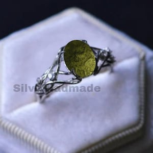 Natural Moldavite Silver Ring Rough Moldavite Ring 925 Solid Silver Moldavite Ring Genuine Czech Republic Moldavite Ring, Raw Moldavite Ring