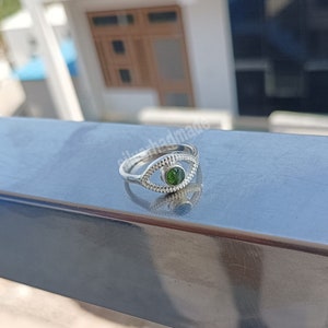 Evil Eye Ring, Moldavite Ring, RAW Moldavite Ring, Unique Moldavite Ring, meteorite ring, minimalist, Handmade Ring, Christmas gift, Gifts