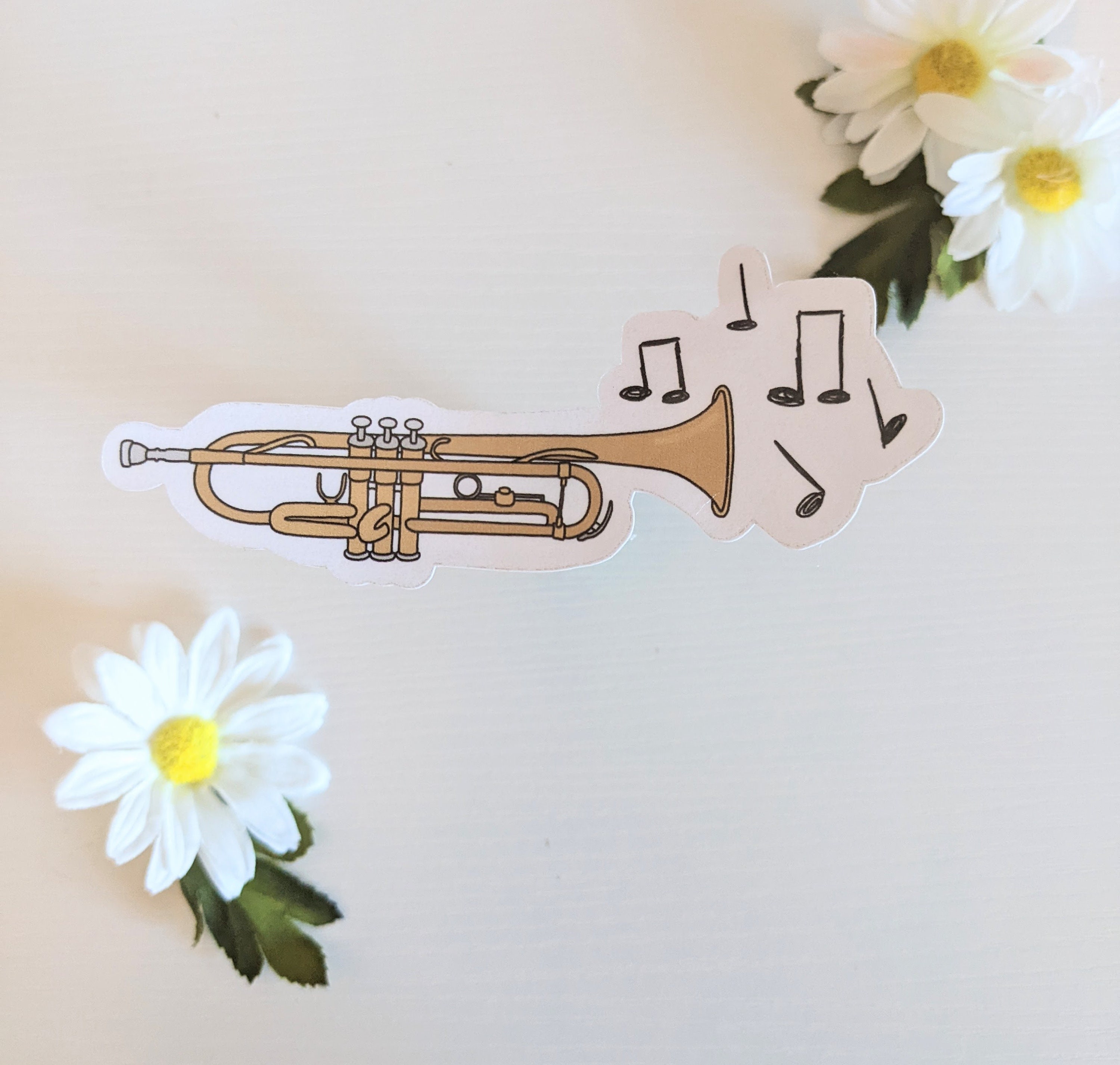 Silver Trumpet Sticker Trumpet Sticker - Etsy