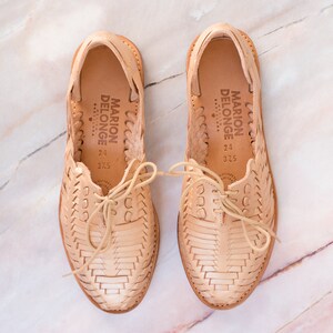 Mexican gold leather shoes, Huarache oxford style, Spring Sandals Summer boho chic style, Casual wedding shoes image 4