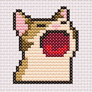 Screaming Cat Meme Cross Stitch Pattern