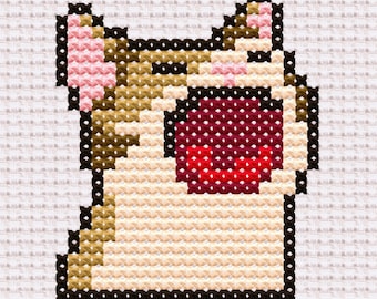 Screaming Cat Meme Cross Stitch Pattern