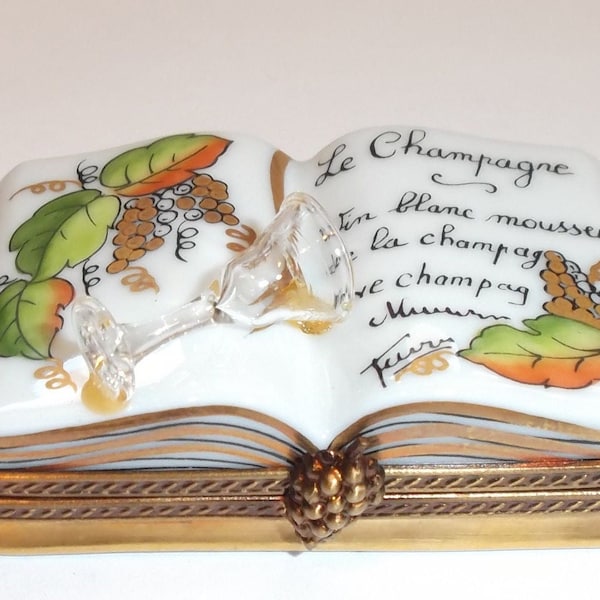 Vintage Limoges Trinket-Book Champagne