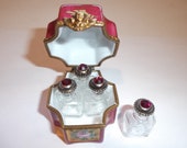 Vintage Limoges Trinket-Perfume Chest With Four Bottles
