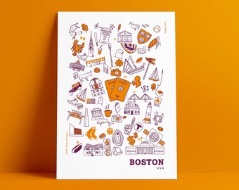 Poster Boston illustration travel USA