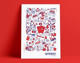 Quebec Travel Illustration Canada Poster