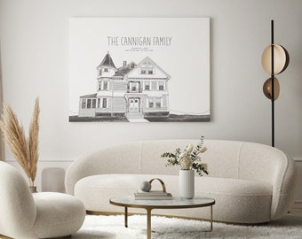 Personalized house poster illustration first house House drawing