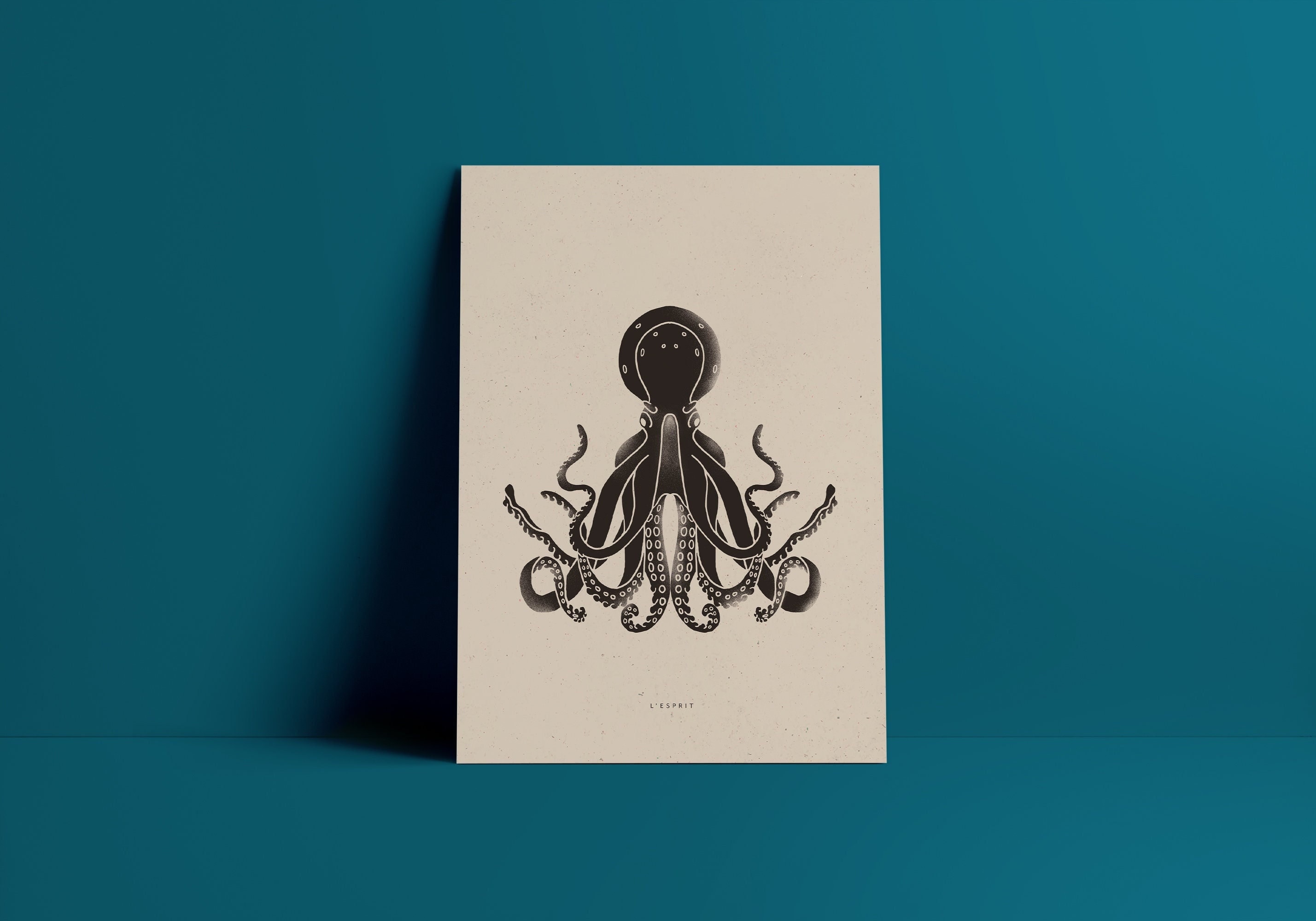 Affiche A5/A4/A3 - Illustration L'esprit/Poster Mer Pieuvre Océan