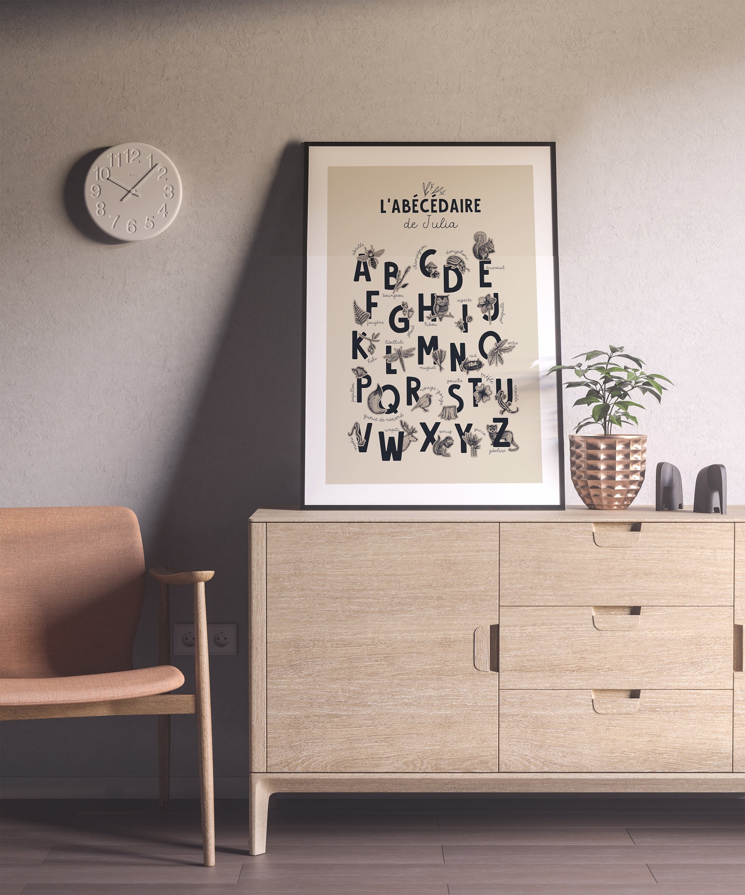 Abécédaire Personnalisable Prénom - Cadeau Personnalisé Illustrations Affiche Chambre Enfant Bébé Af