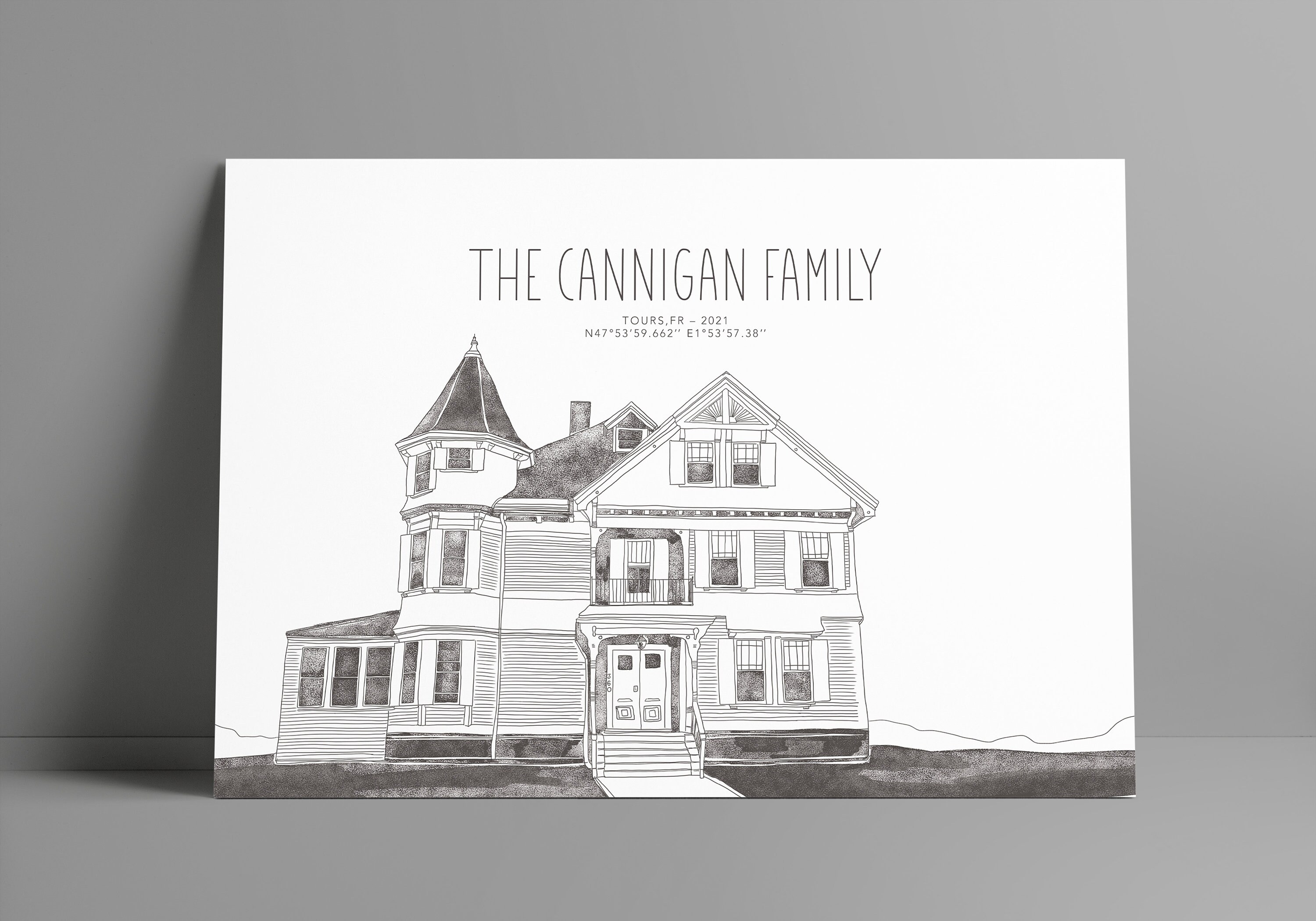 Affiche Personnalisée de Maison - Illustration Première Dessin Maison