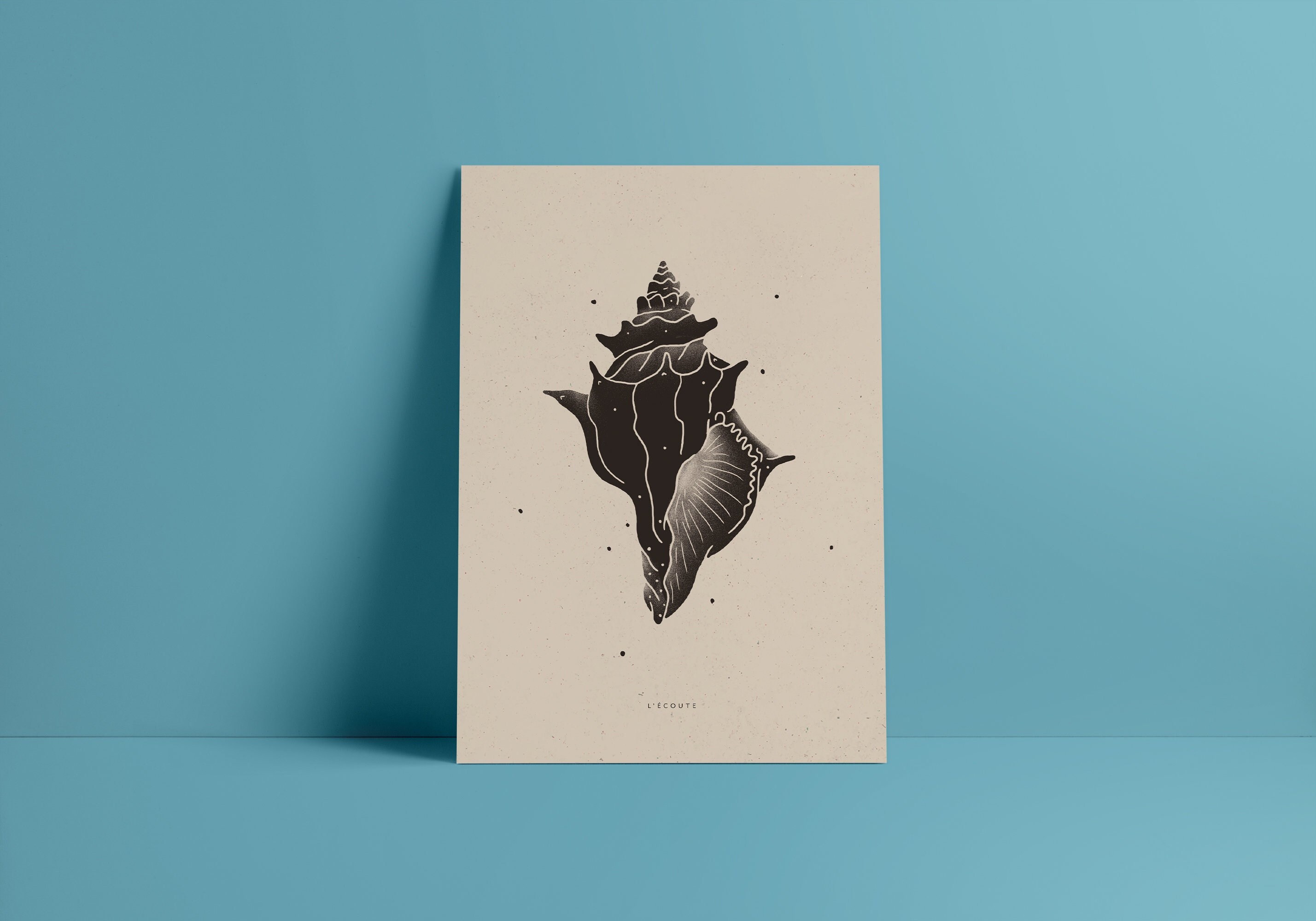 Affiche A5/A4/A3 - Illustration L'écoute/Poster La Mer Coquillage