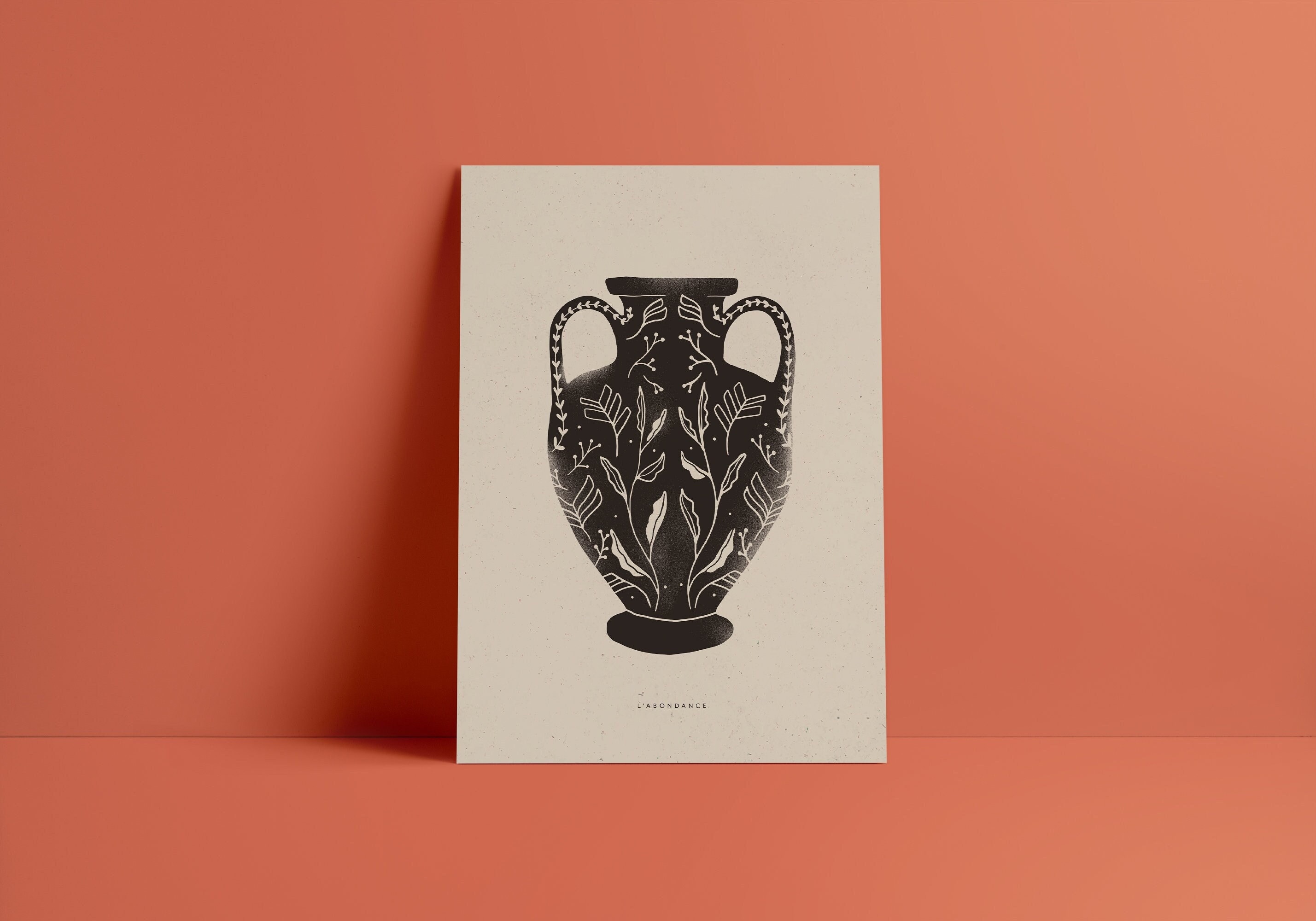 Affiche A5/A4/A3 - Illustration Abondance/Poster Vase Antique Jarre