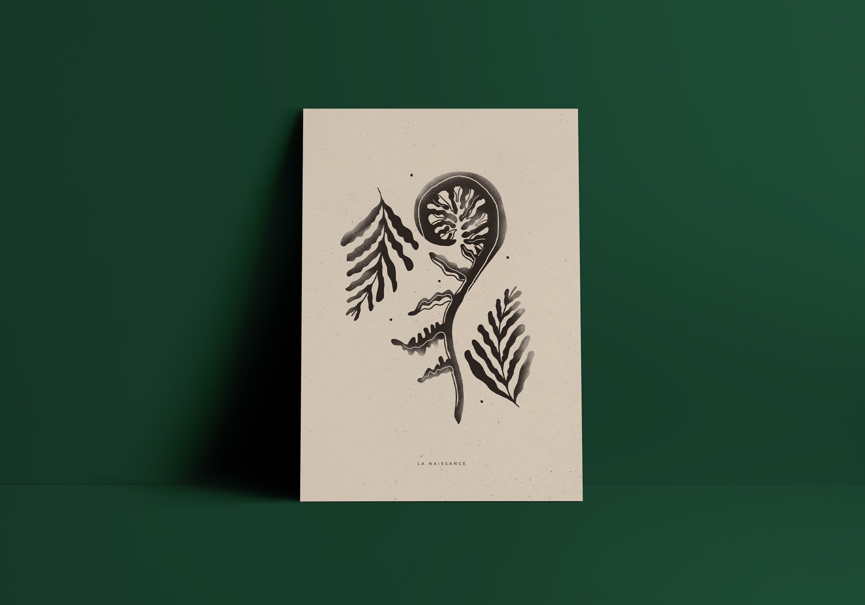 Affiche A5/A4/A3 - Illustration Fougère Feuille Naturel La Naissance/Poster