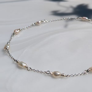 Pearl Anklet in Sterling Silver. Freshwater pearl anklets, jewellery. Bridal jewelry.