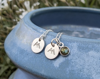 Mountain Necklace made from Recycled Sterling Silver with or without a Labradorite Gemstone. Dainty Jewellery gift