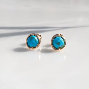 Turquoise Stud Earrings Gold Fill wire wrapped stud earrings jewellery