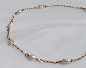 Pearl Anklet in Gold. Freshwater Pearl 14k gold filled jewellery. Jewelry